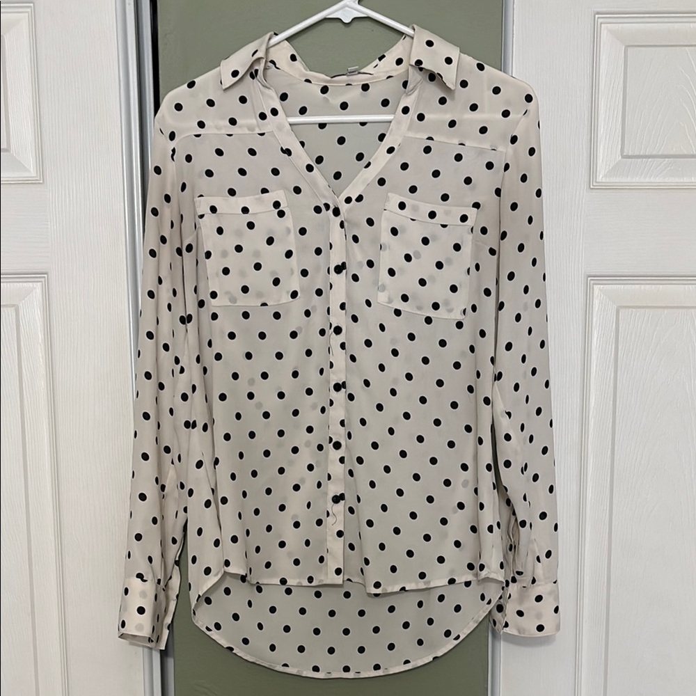 Express Portofino Button Down Shirt, Polka Dot Women's Small, Great Condition!